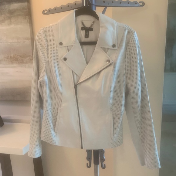 H by Halston Jackets & Blazers - H by Halston Gray Moto Leather Jacket sz 8